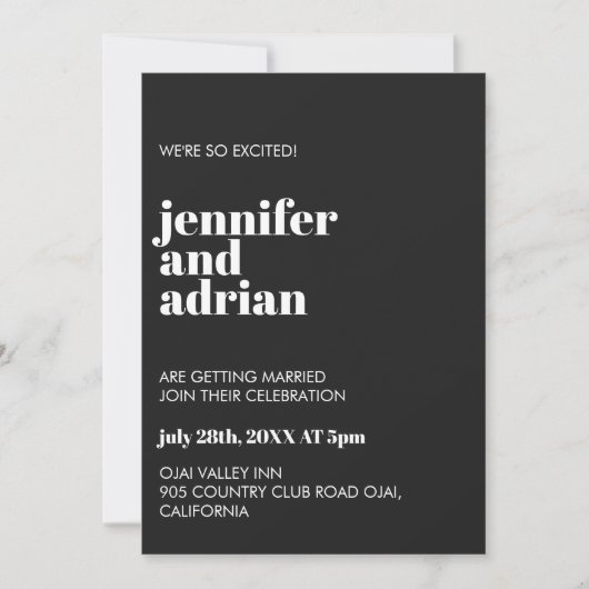 Modern Retro White Modern Invitation Kaart (Voorkant)