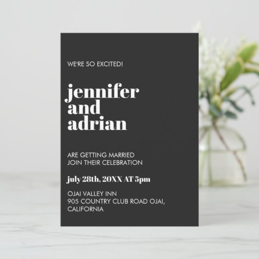 Modern Retro White Modern Invitation Kaart (Staand voorkant)