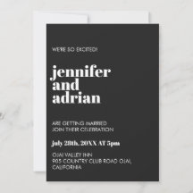Modern Retro White Modern Invitation