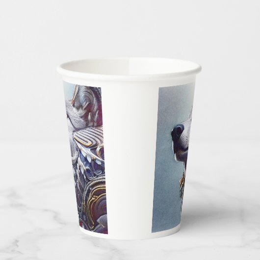 Modern, Retro Wolf Head Papieren Bekers (Links)