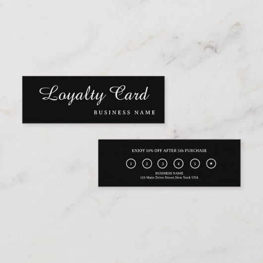 Modern Retro Zwart Eenvoudig Klantenkaartje (Voorkant / Achterkant)