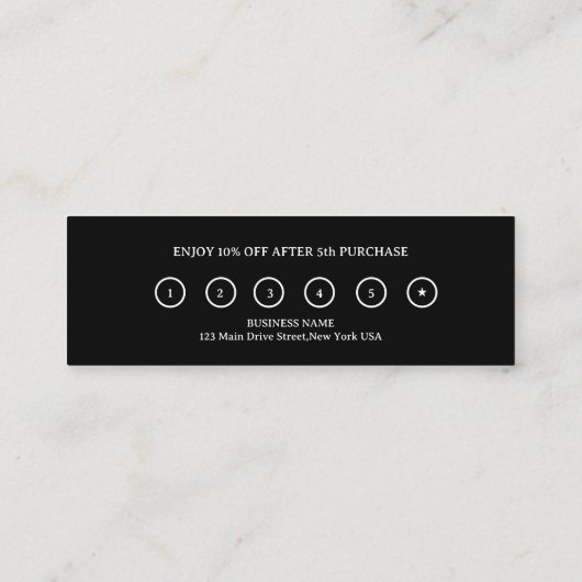 Modern Retro Zwart Eenvoudig Klantenkaartje (Achterkant)