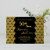 Modern Retro zwart en goud 50e Jubileum Folie Uitnodiging (Staand Voorkant)