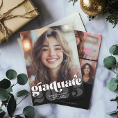 Modern Retro Zwart Wit 4 Foto Afstuderen Kaart