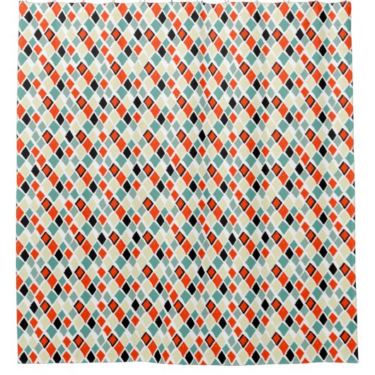 modern , retrokleurrijk , meetkundig patroon van d douchegordijn (Voorkant)