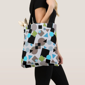 Modern retrorabstract ontwerp tote bag