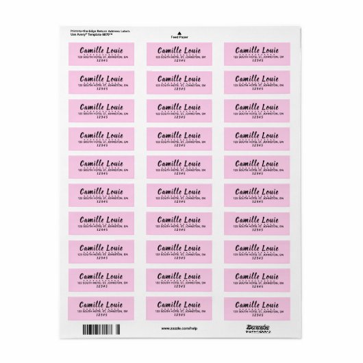 modern Return Address Labels Elegant Script (Full Sheet)