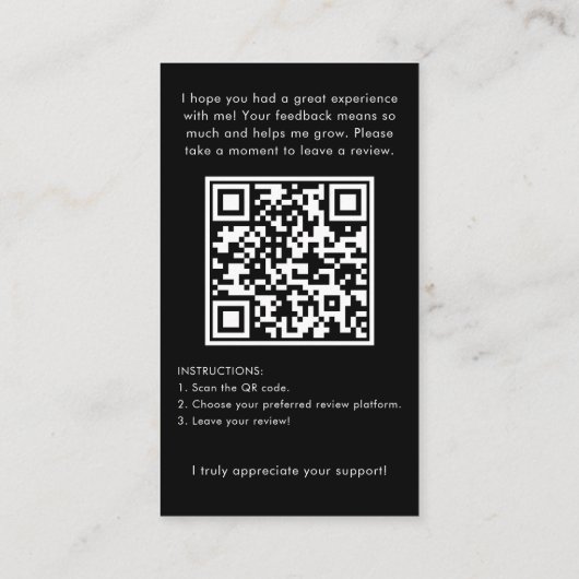 Modern Review Request with QR Code And Photo Black Visitekaartje (Achterkant)
