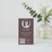 Modern Review Request with QR Code And Photo Boho Visitekaartje (Staand voorkant)