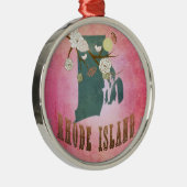 Modern Rhode Island State Map - Snoep Roze Metalen Ornament (Rechts)