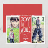 Modern Ribbon Holiday Fotokaarten - Rood Feestdagenkaart (Voorkant / Achterkant)