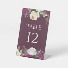 Modern Rich Burgundy Peonies Table Number