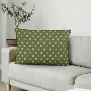 Modern Rijk Kerstmis Groen & Goud Bloemen Patroon Accent Kussen