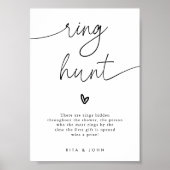 Modern Ring Hunt Vrijgezellenfeest Game Sign Poster (Voorkant)