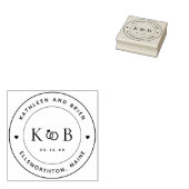 Modern Rings Monogram Initialen Bruiloft Rubberstempel (Gestempeld)