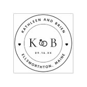 Modern Rings Monogram Initialen Bruiloft Rubberstempel (Afrduk)