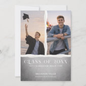 Modern Ripped Paper Graduation Photo Announcement Kaart (Voorkant)