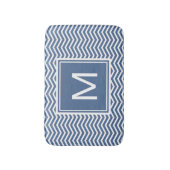 Modern Riverside Blue Chevrons en Monogram Badmat (Voorkant Verticaal)