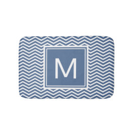 Modern Riverside Blue Chevrons en Monogram Badmat