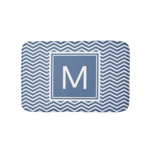 Modern Riverside Blue Chevrons en Monogram Badmat