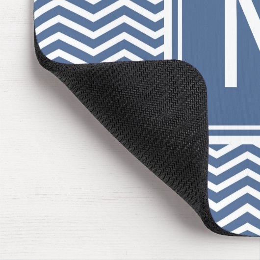 Modern Riverside Blue Chevrons en Monogram Muismat (Hoek)