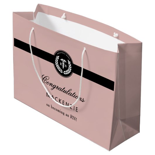 Modern RN Nursing School Afstuderen Custom Groot Cadeauzakje (Achterkant Gekanteld)