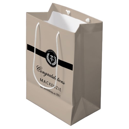Modern RN Nursing School Afstuderen Custom Medium Cadeauzakje (Voorkant Gekanteld)