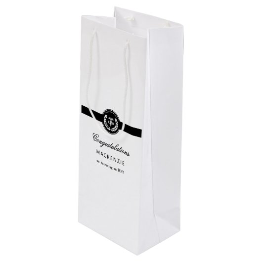 Modern RN Nursing School Afstuderen Custom Wijn Cadeautas (Voorkant Gekanteld)
