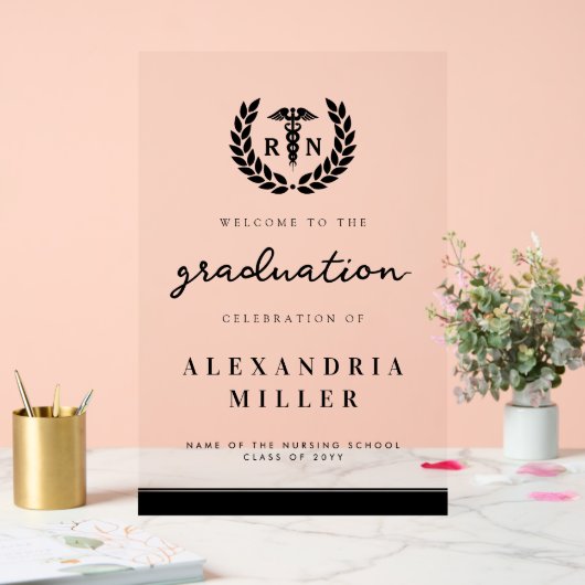 Modern RN Nursing School Afstuderen Welkomstbord Acryl Bord (Huwelijk)
