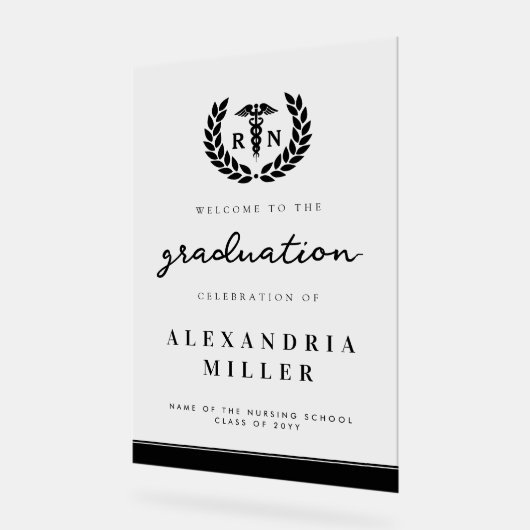 Modern RN Nursing School Afstuderen Welkomstbord Acryl Bord (Hoek)