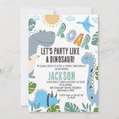 Modern Roar Dinosaurus Party 1e Verjaardag Uitnodi Kaart (Voorkant)