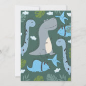 Modern Roar Dinosaurus Party 1e Verjaardag Uitnodi Kaart (Achterkant)