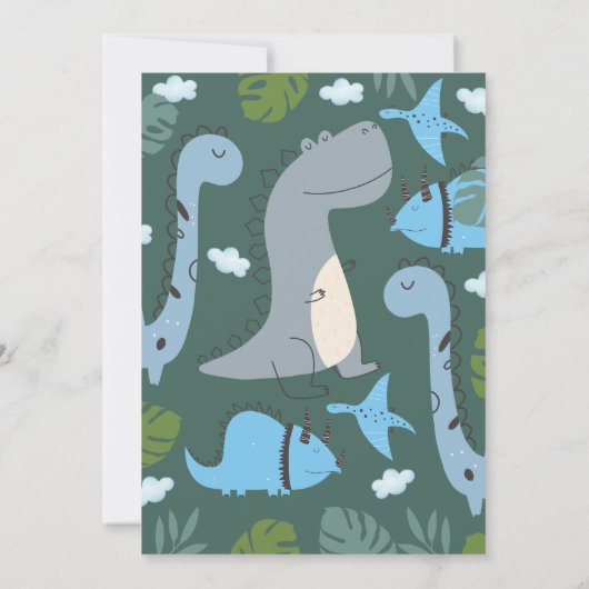 Modern Roar Dinosaurus Party 1e Verjaardag Uitnodi Kaart (Achterkant)