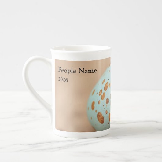 Modern Robin's Egg Speckle Personalized Porselein Kop (Links)