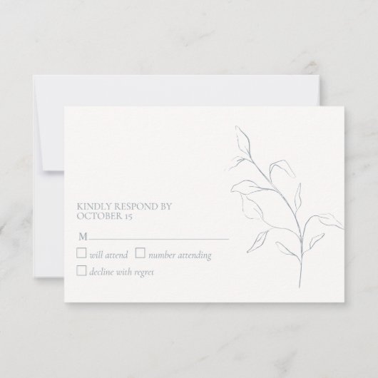 Modern robuust blauw script Botanical No Menu RSVP (Achterkant)