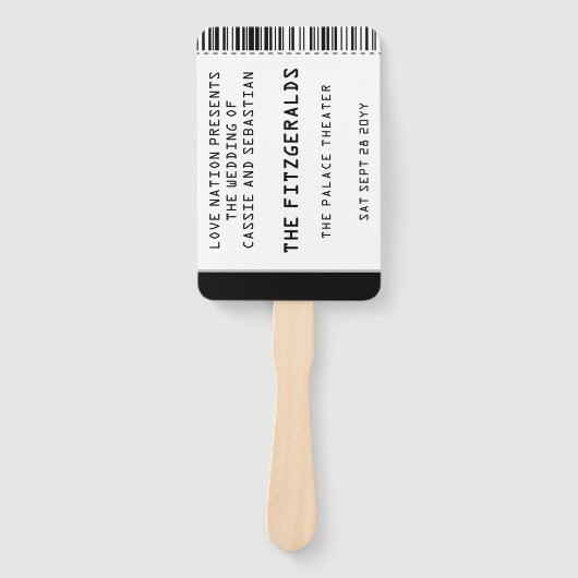 Modern Rock Concert Ticket Wedding Program Handwaaier (Voorkant)