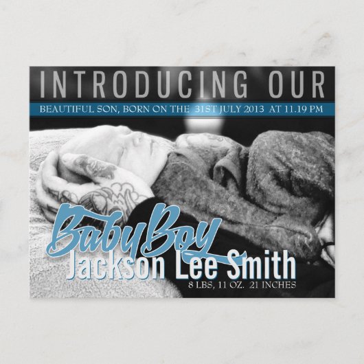 Modern Rock New Baby Boy Foto Briefkaart (Voorkant)