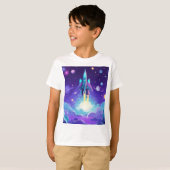 Modern Rocket Ship Kinder T-shirt Paarse (Voorkant volledig)