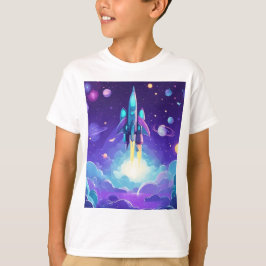 Modern Rocket Ship Kinder T-shirt Paarse