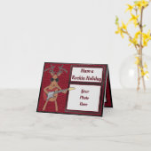 Modern Rockin Rudolph Holiday Kaart halve Kaart (Gele Bloem)