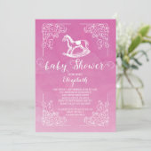 Modern Rocking Horse Meisjes Baby shower Invitatio Kaart (Staand voorkant)