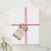Modern Rode Hulstbessen Prettig Kerstfeest Cadeaulabel (Met Touw)