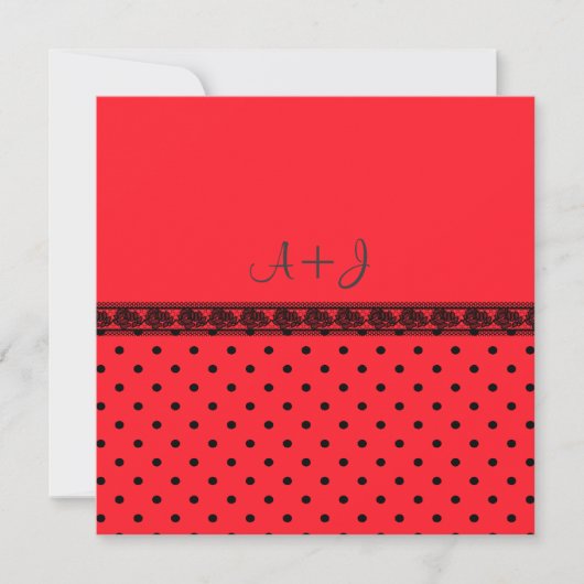 MODERN RODE LACE SPOT WEDDING INVITATION KAART (Voorkant)