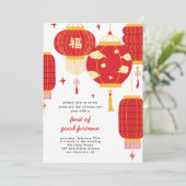 Modern Rode Lantaarns Lunar Chinees Nieuwjaarsfees Kaart (Staand voorkant)