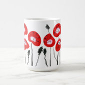 Modern Rode Veld van Poppies Abstracte Bloemen Gif Koffiemok (Center)