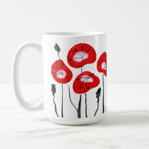 Modern Rode Veld van Poppies Abstracte Bloemen Gif Koffiemok