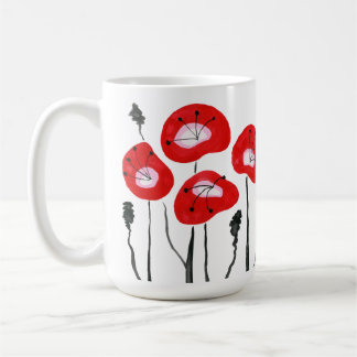 Modern Rode Veld van Poppies Abstracte Bloemen Gif Koffiemok