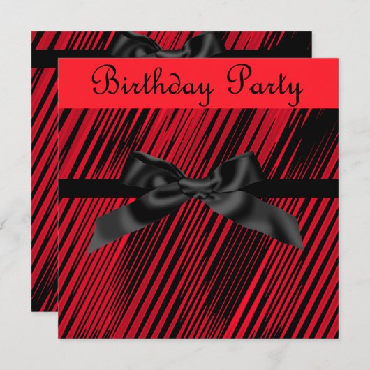 MODERN RODE ZWARTE BEIDE PARTIJINVITATIE KAART (Voorkant / Achterkant)