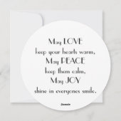 Modern Rode, zwarte en witte Love, Peace, Joy teks Feestdagenkaart (Achterkant)