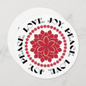 Modern Rode, zwarte en witte Love, Peace, Joy teks Feestdagenkaart (Voorkant / Achterkant)